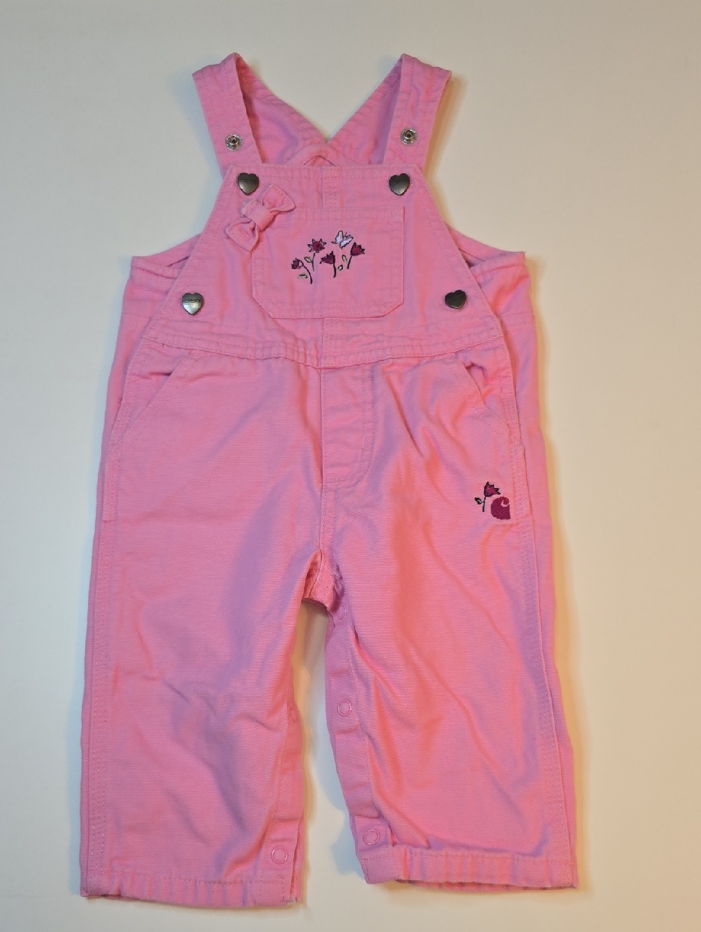 Carhartt Pink Floral Embroidered Girls' Overalls